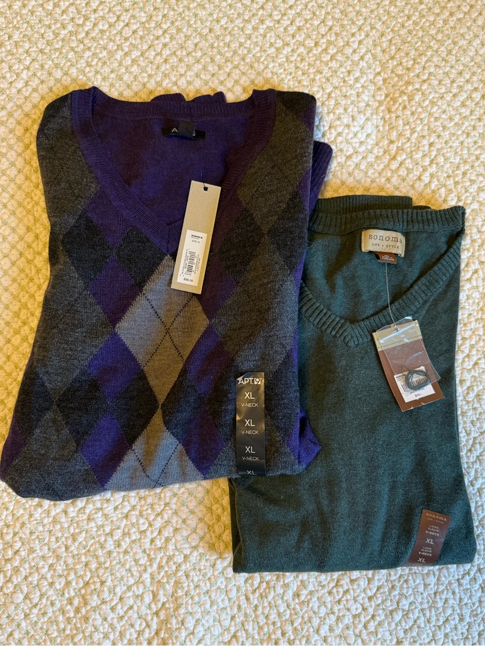 Two NWT Men’s V neck sweaters